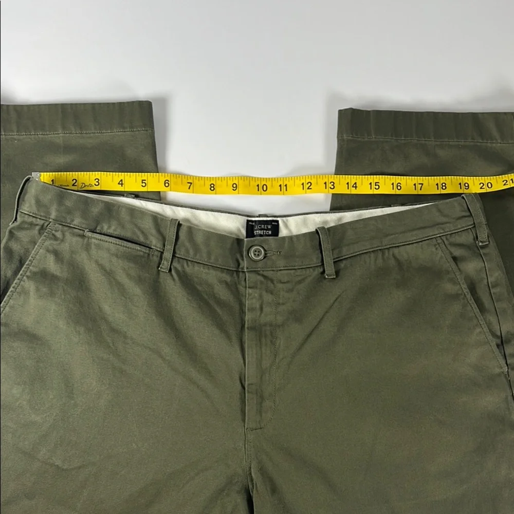 J. Crew Stretch Men's Olive Green Khaki Flat Front Pants Sz 38x32